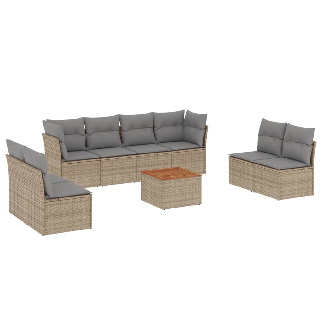 9-delige Loungeset met kussens poly rattan beige is nu te koop bij PeponiXL, paradijselijk wonen!