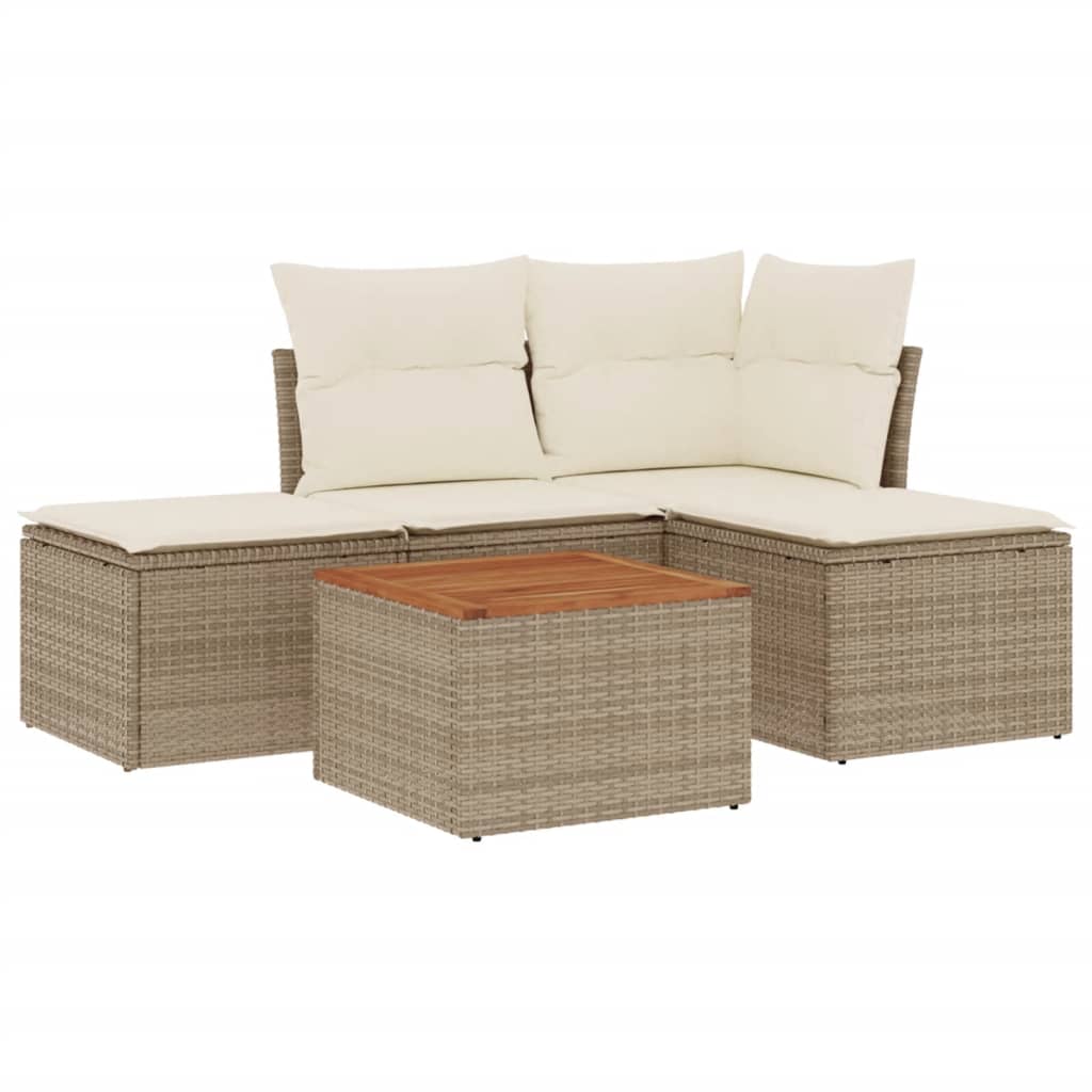 5-delige Loungeset met kussens poly rattan beige is nu te koop bij PeponiXL, paradijselijk wonen!