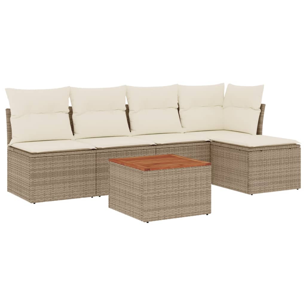6-delige Loungeset met kussens poly rattan beige is nu te koop bij PeponiXL, paradijselijk wonen!