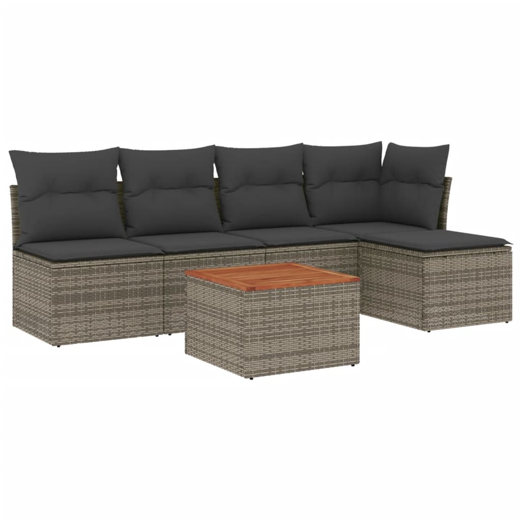 6-delige Loungeset met kussens poly rattan grijs is nu te koop bij PeponiXL, paradijselijk wonen!