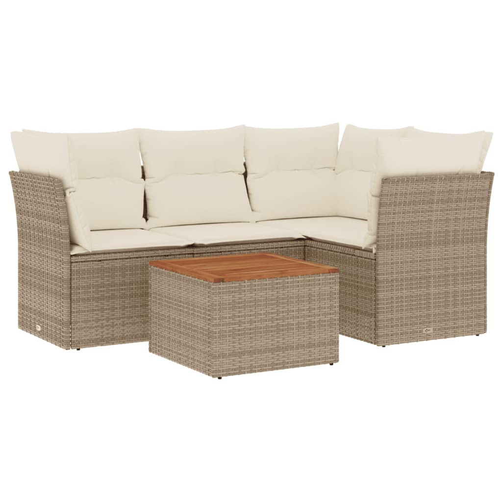 5-delige Loungeset met kussens poly rattan beige is nu te koop bij PeponiXL, paradijselijk wonen!