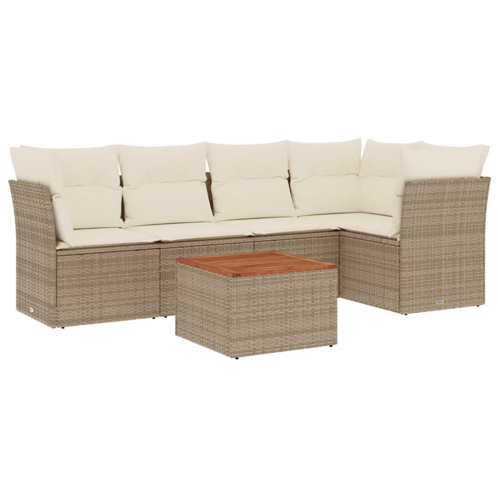 6-delige Loungeset met kussens poly rattan beige is nu te koop bij PeponiXL, paradijselijk wonen!