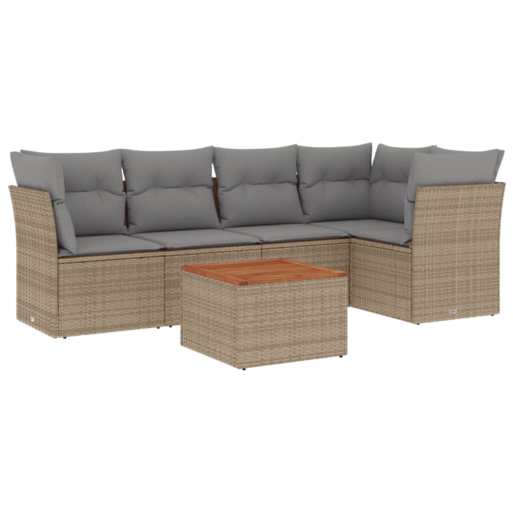 6-delige Loungeset met kussens poly rattan beige is nu te koop bij PeponiXL, paradijselijk wonen!