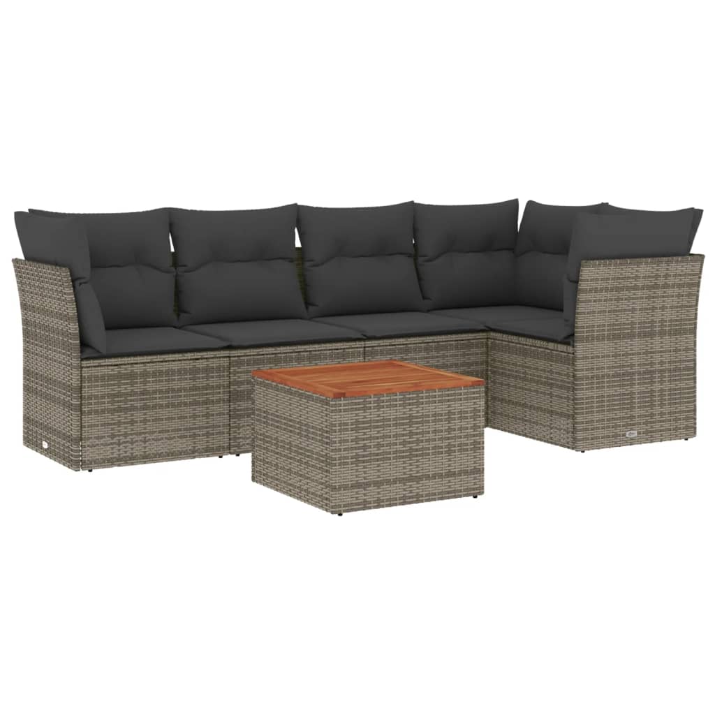 6-delige Loungeset met kussens poly rattan grijs is nu te koop bij PeponiXL, paradijselijk wonen!