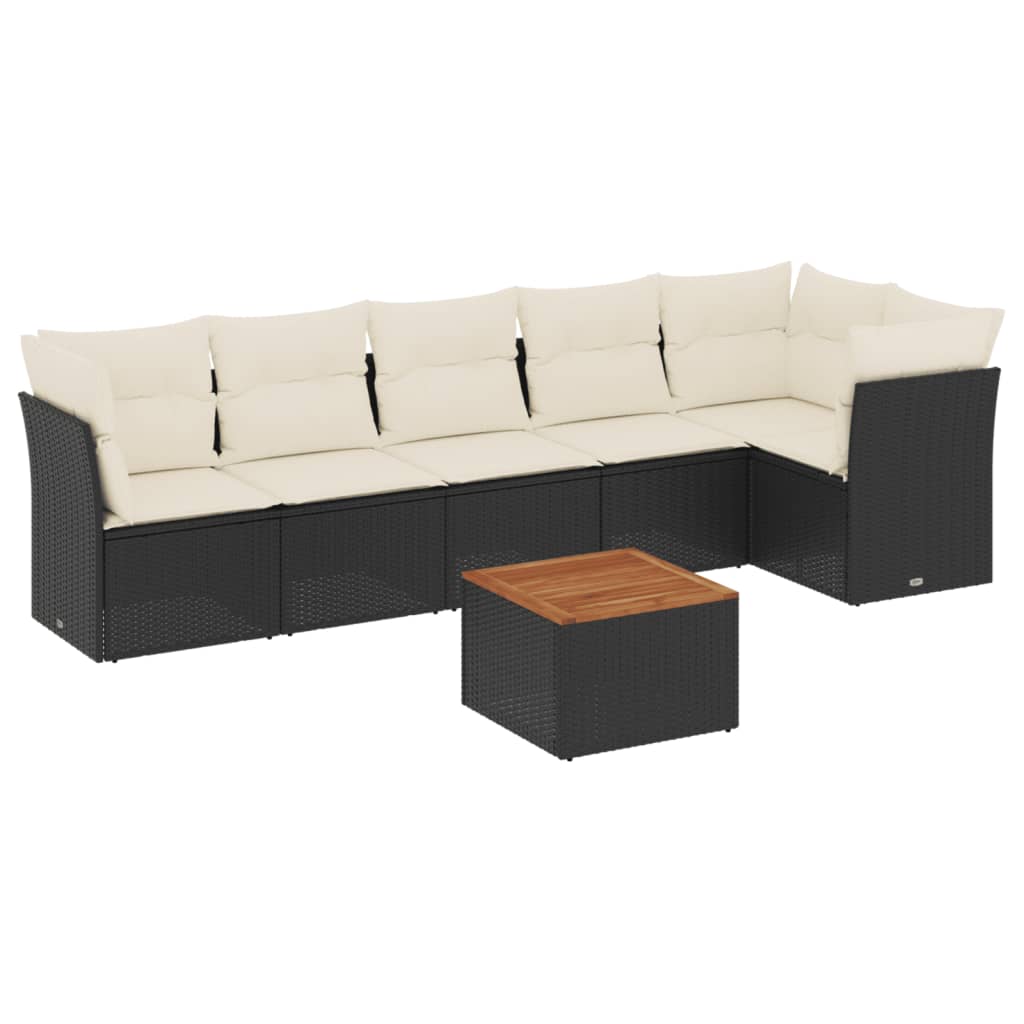 7-delige Loungeset met kussens poly rattan zwart is nu te koop bij PeponiXL, paradijselijk wonen!