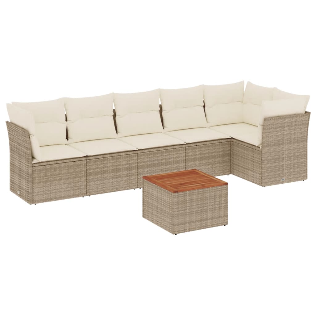 7-delige Loungeset met kussens poly rattan beige is nu te koop bij PeponiXL, paradijselijk wonen!