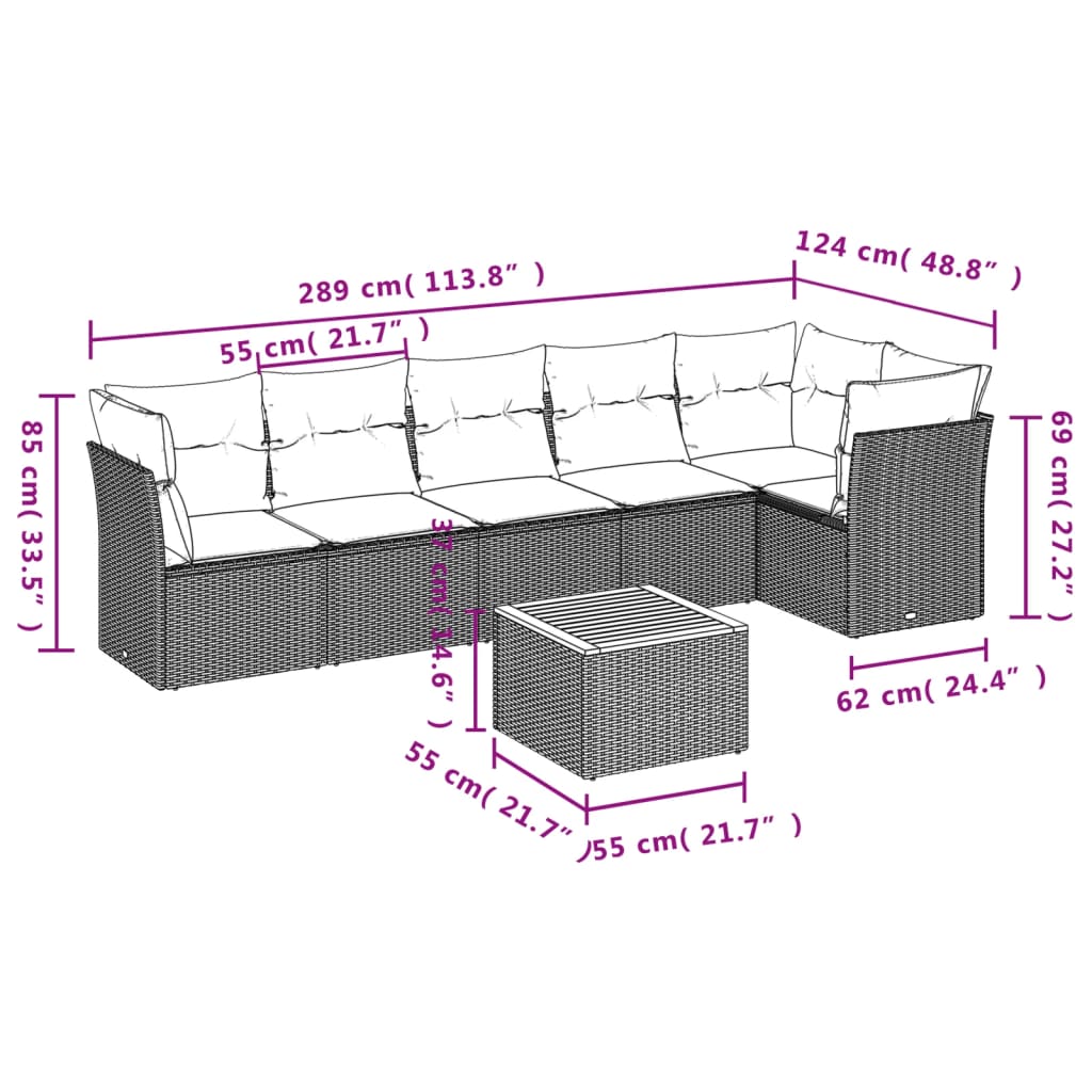 7-delige Loungeset met kussens poly rattan beige is nu te koop bij PeponiXL, paradijselijk wonen!