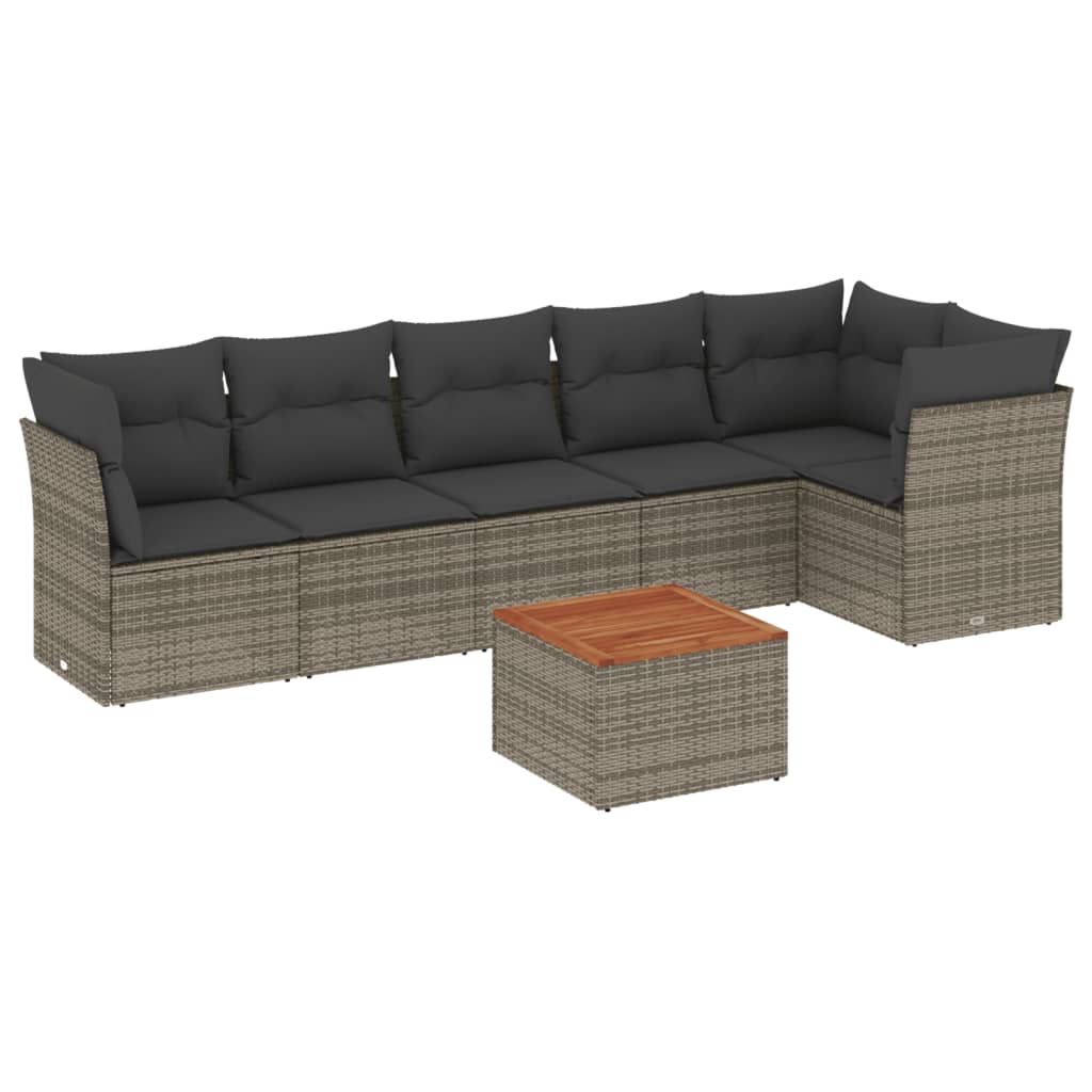 7-delige Loungeset met kussens poly rattan grijs is nu te koop bij PeponiXL, paradijselijk wonen!
