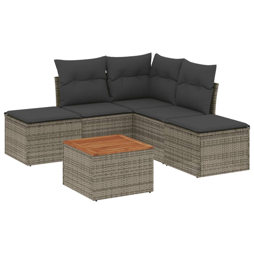 6-delige Loungeset met kussens poly rattan grijs is nu te koop bij PeponiXL, paradijselijk wonen!