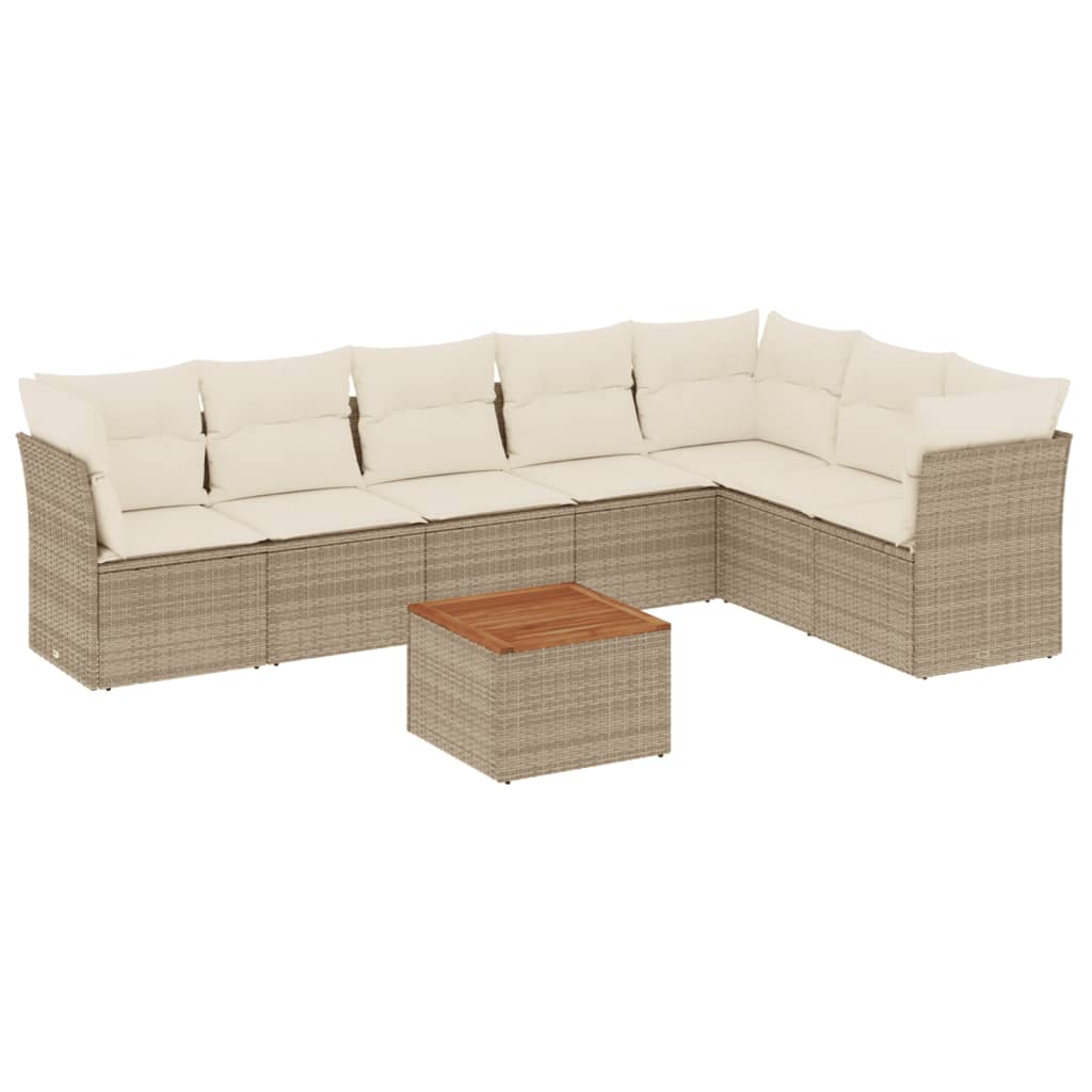 8-delige Loungeset met kussens poly rattan beige is nu te koop bij PeponiXL, paradijselijk wonen!