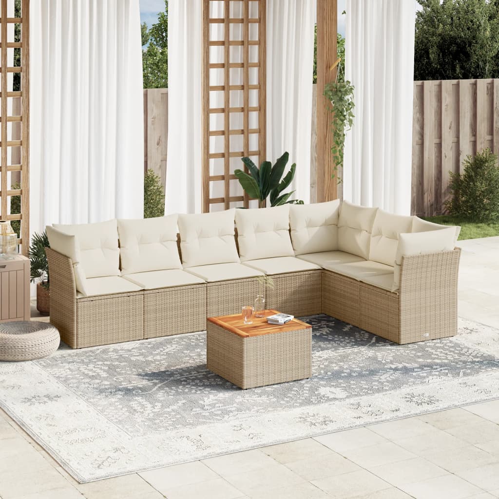 8-delige Loungeset met kussens poly rattan beige is nu te koop bij PeponiXL, paradijselijk wonen!