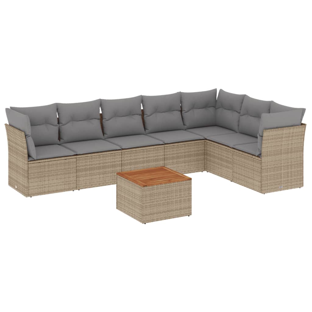 8-delige Loungeset met kussens poly rattan beige is nu te koop bij PeponiXL, paradijselijk wonen!