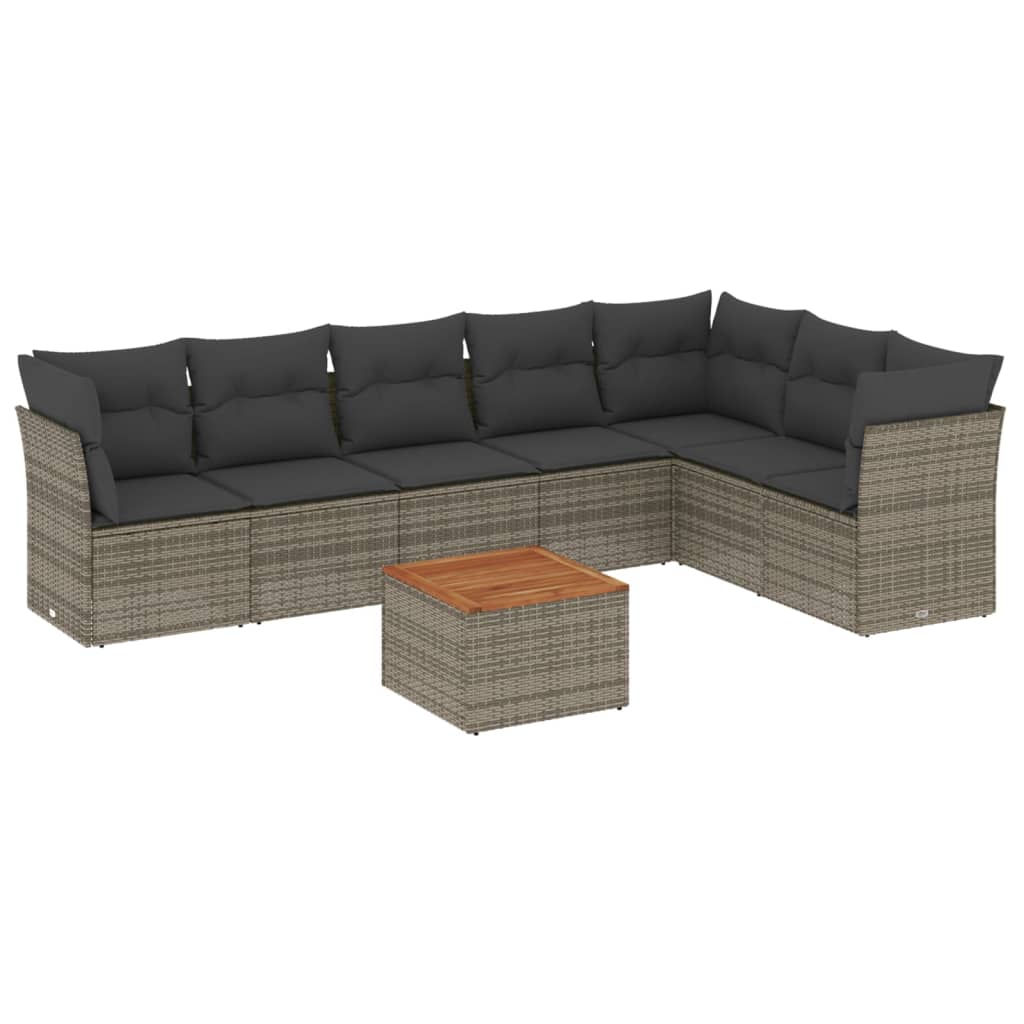 8-delige Loungeset met kussens poly rattan grijs is nu te koop bij PeponiXL, paradijselijk wonen!