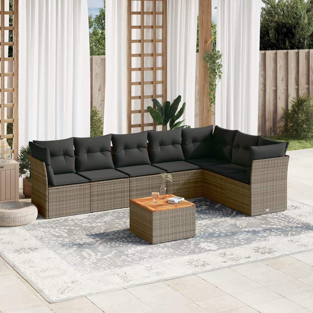 8-delige Loungeset met kussens poly rattan grijs is nu te koop bij PeponiXL, paradijselijk wonen!