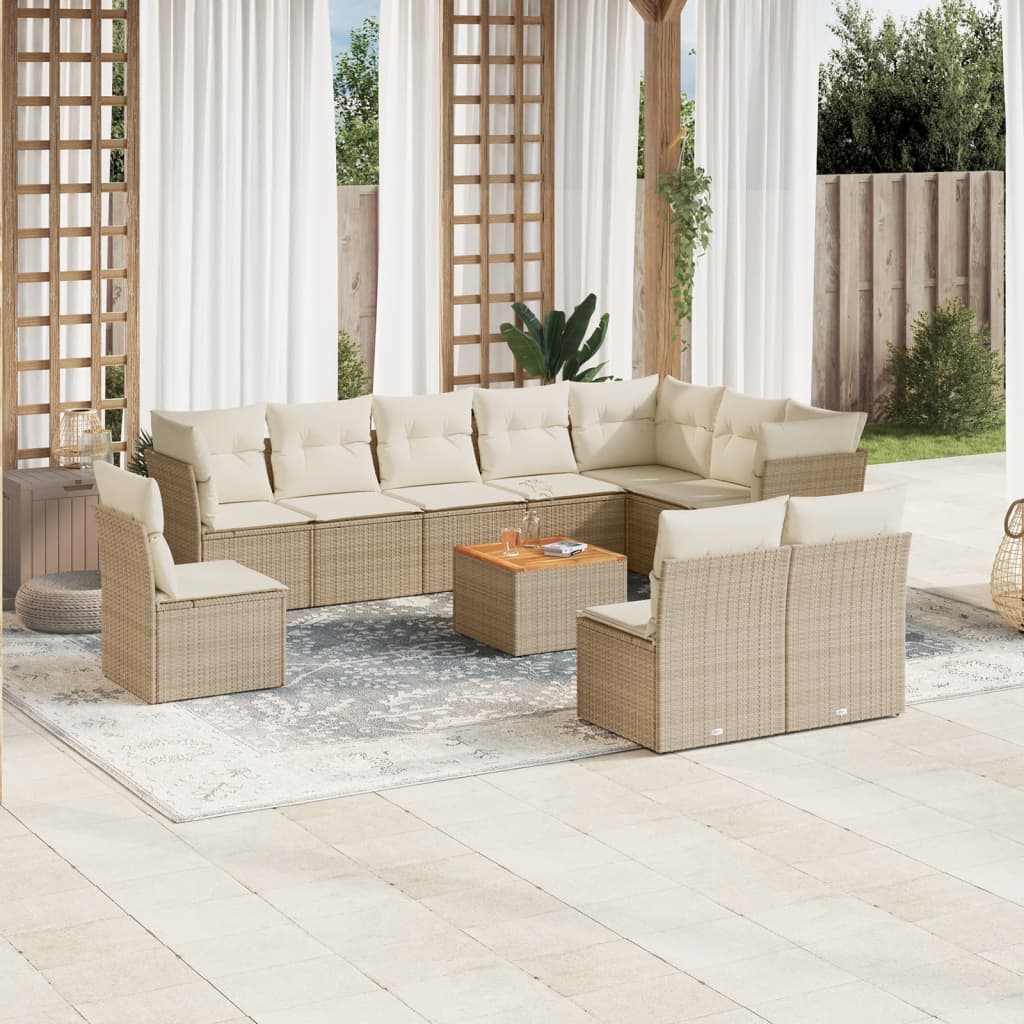 11-delige Tuinset met kussens poly rattan beige is nu te koop bij PeponiXL, paradijselijk wonen!