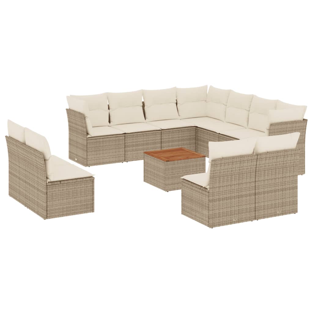 12-delige Loungeset met kussens poly rattan beige is nu te koop bij PeponiXL, paradijselijk wonen!