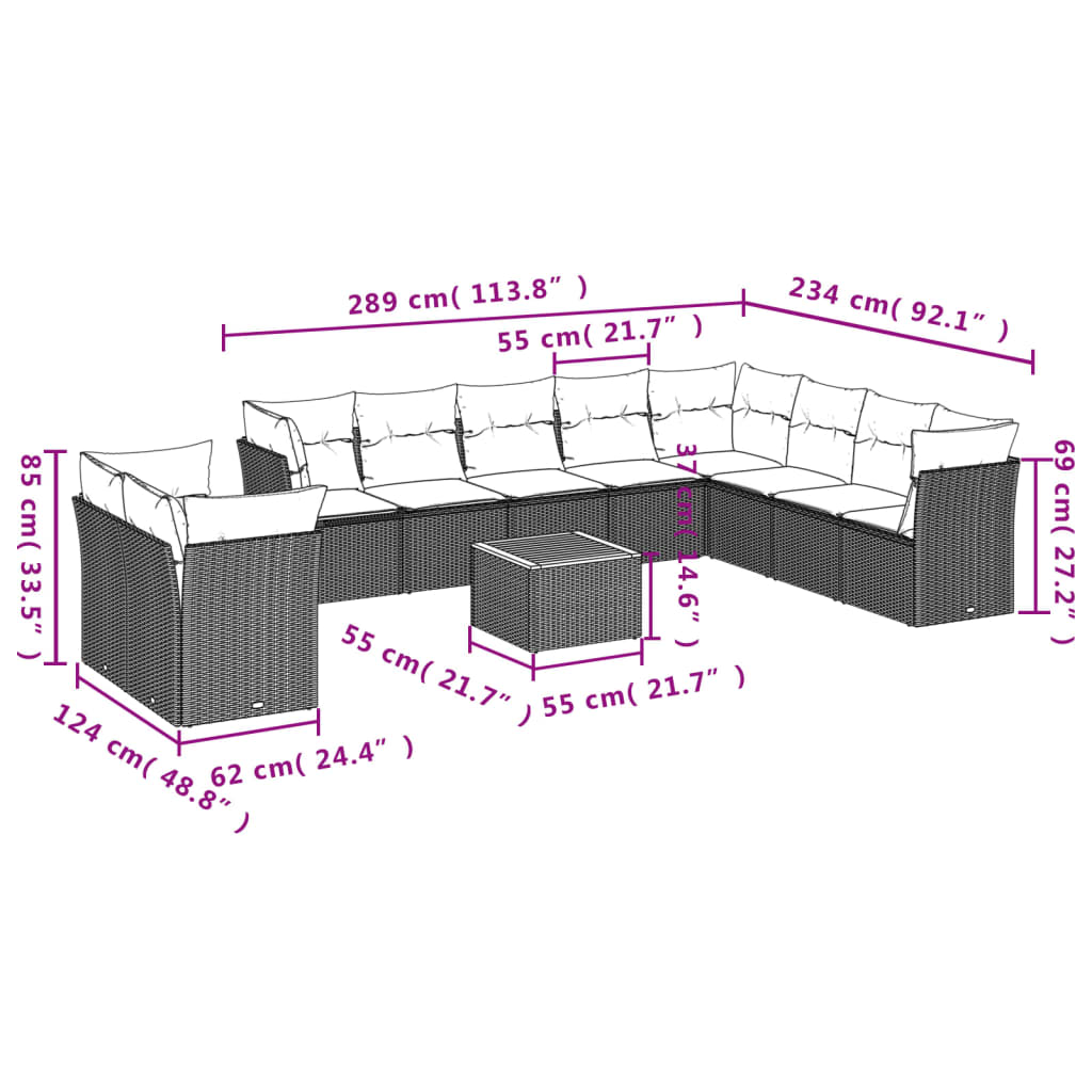 11-delige Tuinset met kussens poly rattan beige is nu te koop bij PeponiXL, paradijselijk wonen!