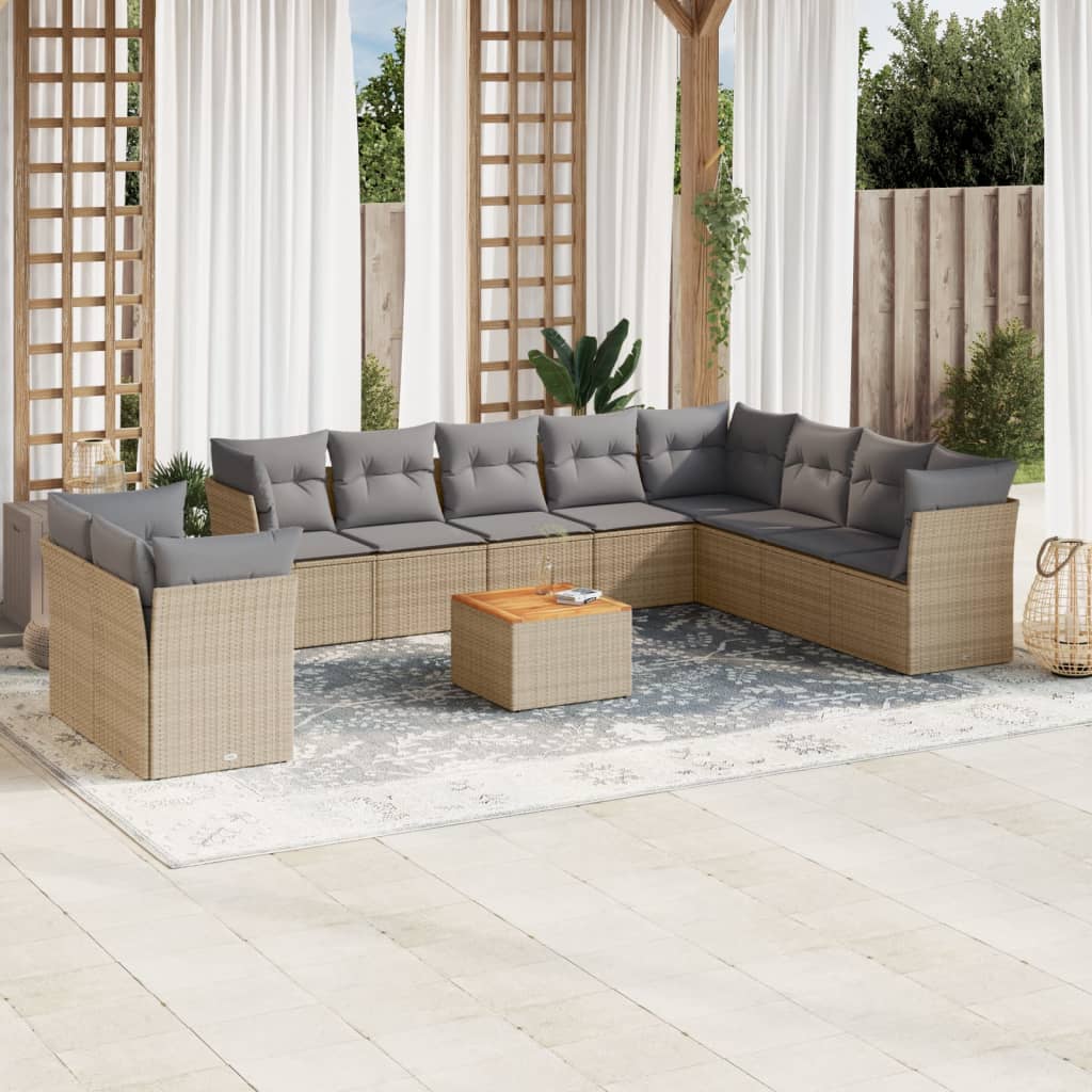 11-delige Tuinset met kussens poly rattan beige is nu te koop bij PeponiXL, paradijselijk wonen!
