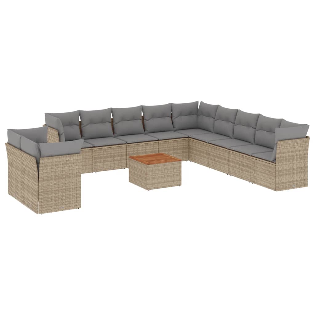12-delige Loungeset met kussens poly rattan beige is nu te koop bij PeponiXL, paradijselijk wonen!