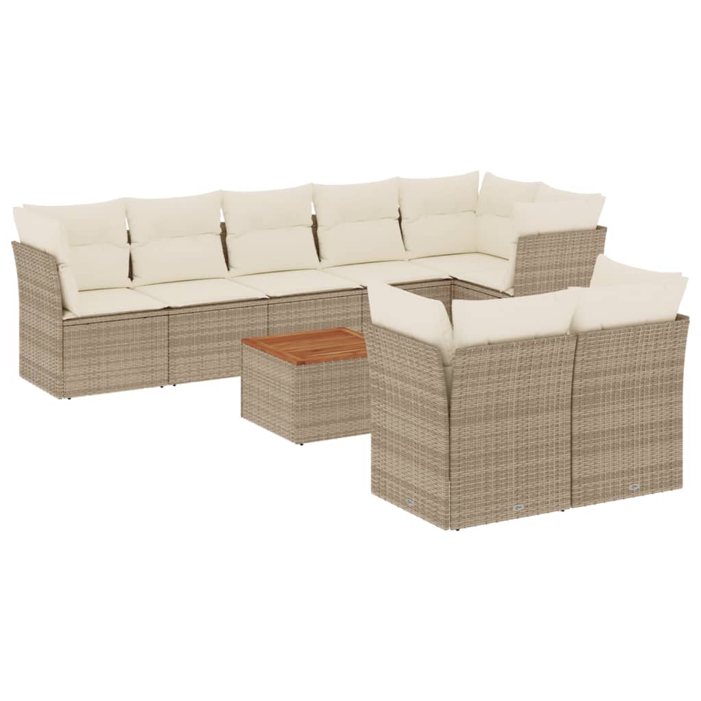 9-delige Loungeset met kussens poly rattan beige is nu te koop bij PeponiXL, paradijselijk wonen!