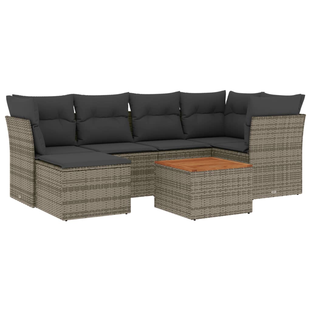 7-delige Loungeset met kussens poly rattan grijs is nu te koop bij PeponiXL, paradijselijk wonen!