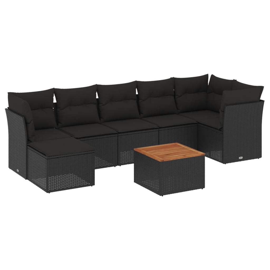 8-delige Loungeset met kussens poly rattan zwart is nu te koop bij PeponiXL, paradijselijk wonen!