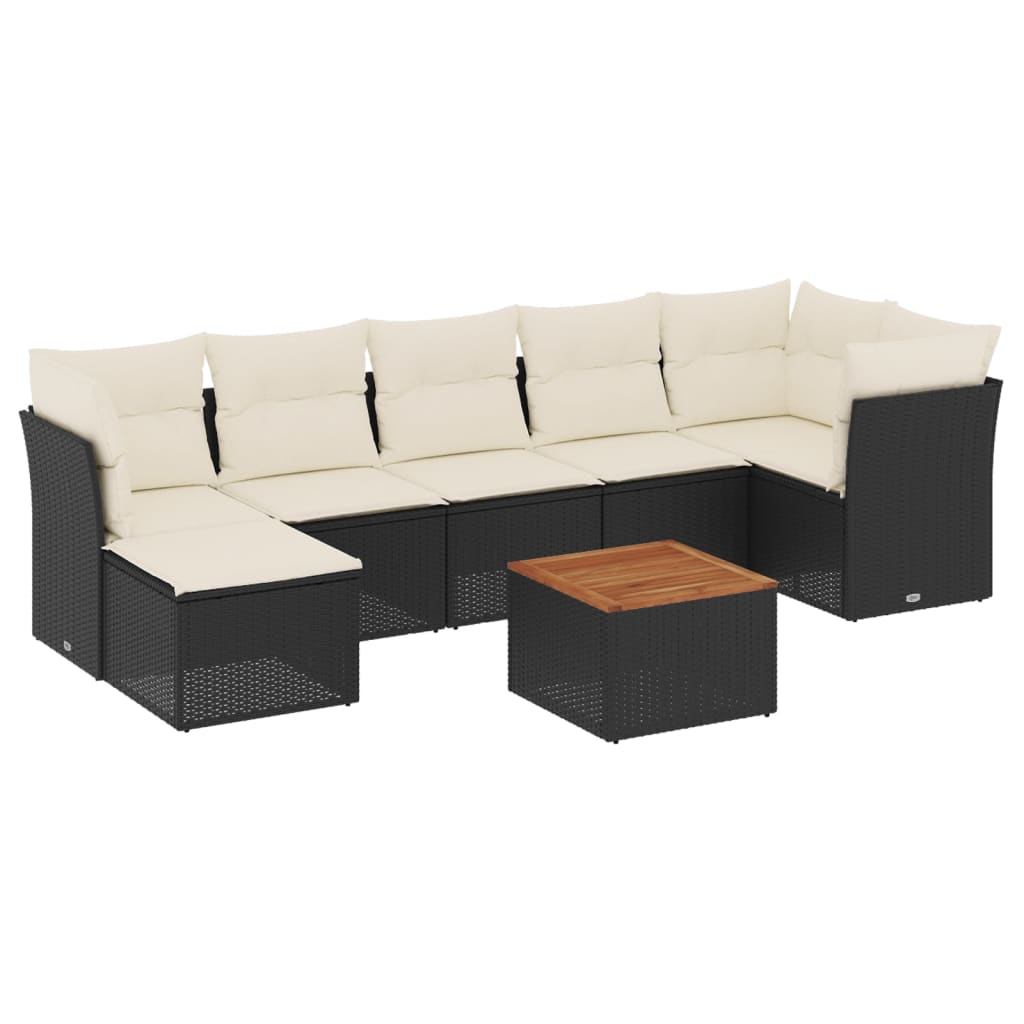 8-delige Loungeset met kussens poly rattan zwart is nu te koop bij PeponiXL, paradijselijk wonen!