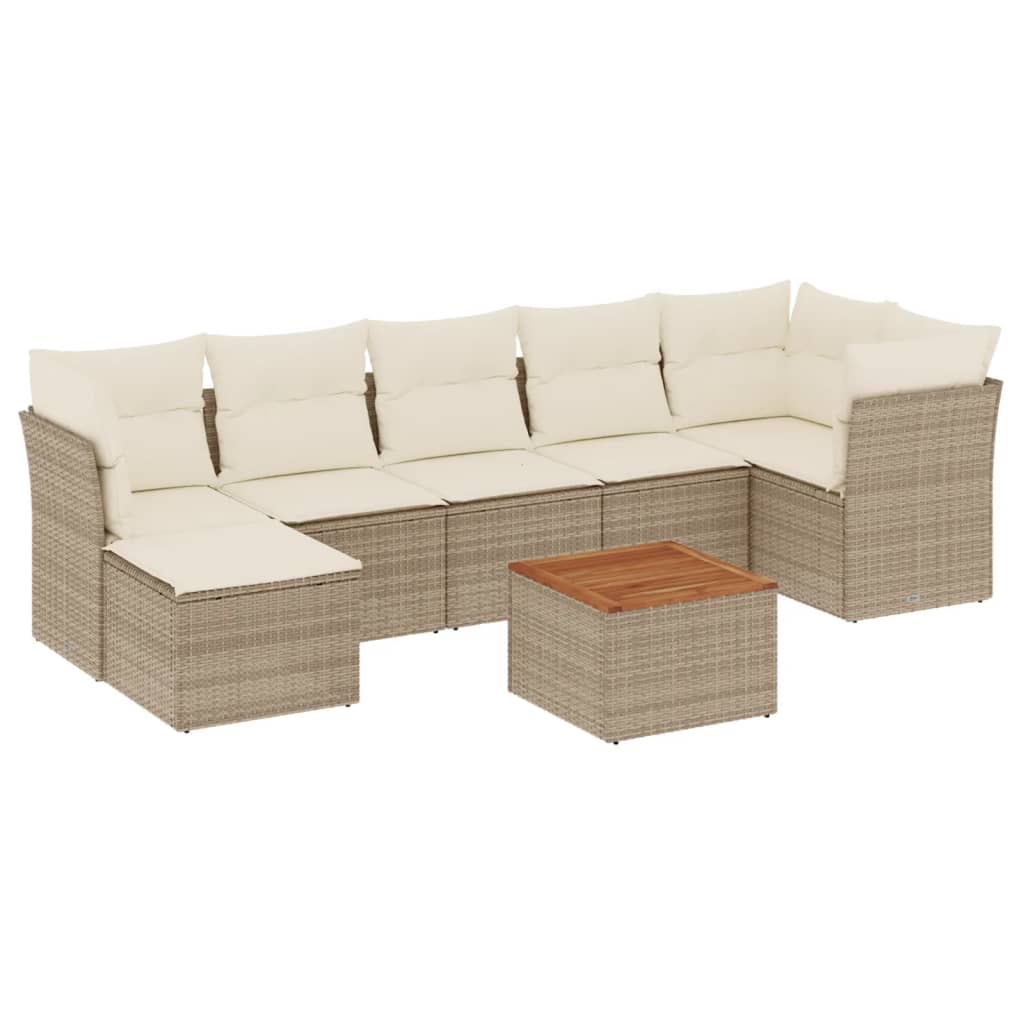 8-delige Loungeset met kussens poly rattan beige is nu te koop bij PeponiXL, paradijselijk wonen!
