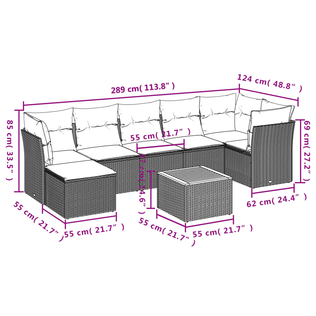 8-delige Loungeset met kussens poly rattan beige is nu te koop bij PeponiXL, paradijselijk wonen!