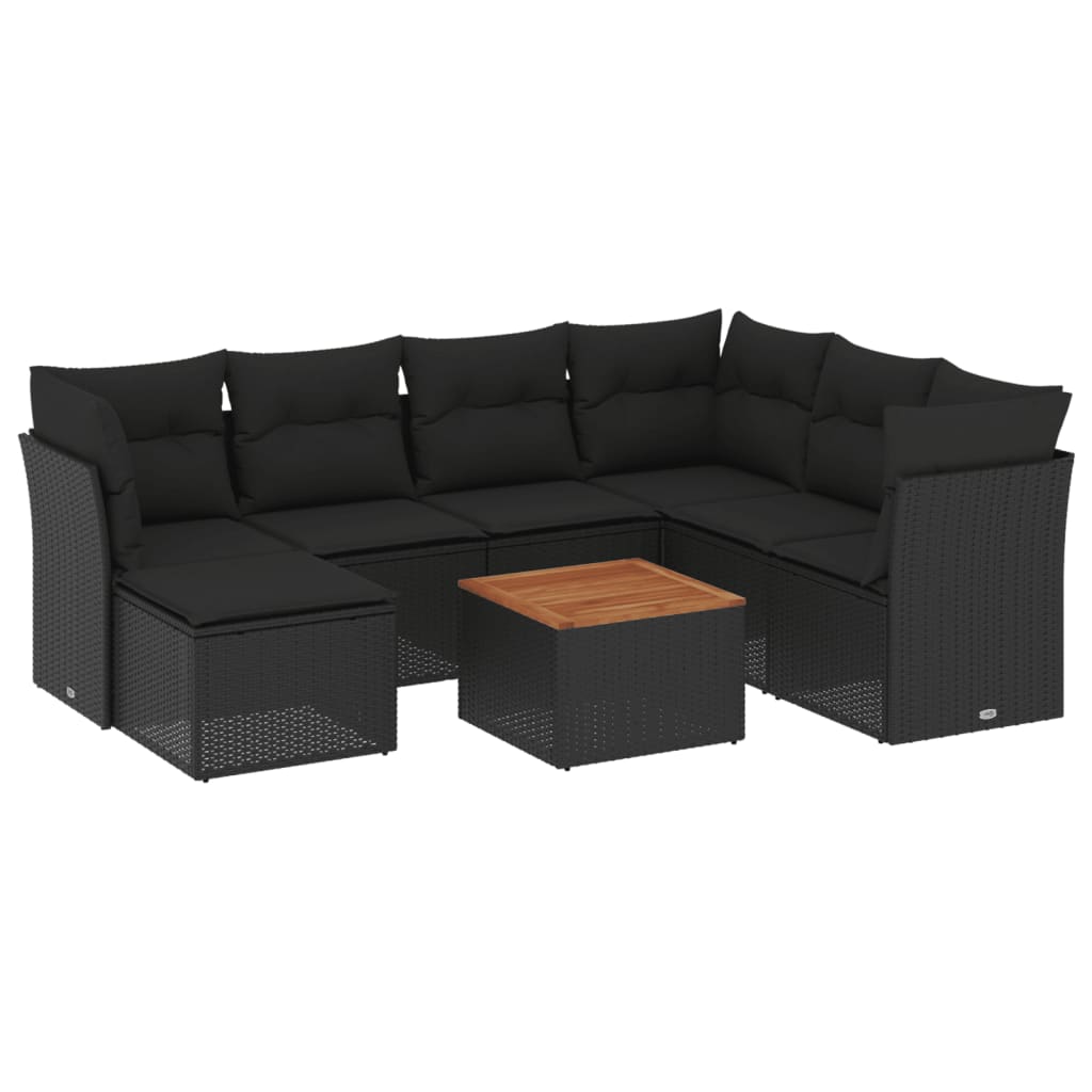 8-delige Loungeset met kussens poly rattan zwart is nu te koop bij PeponiXL, paradijselijk wonen!