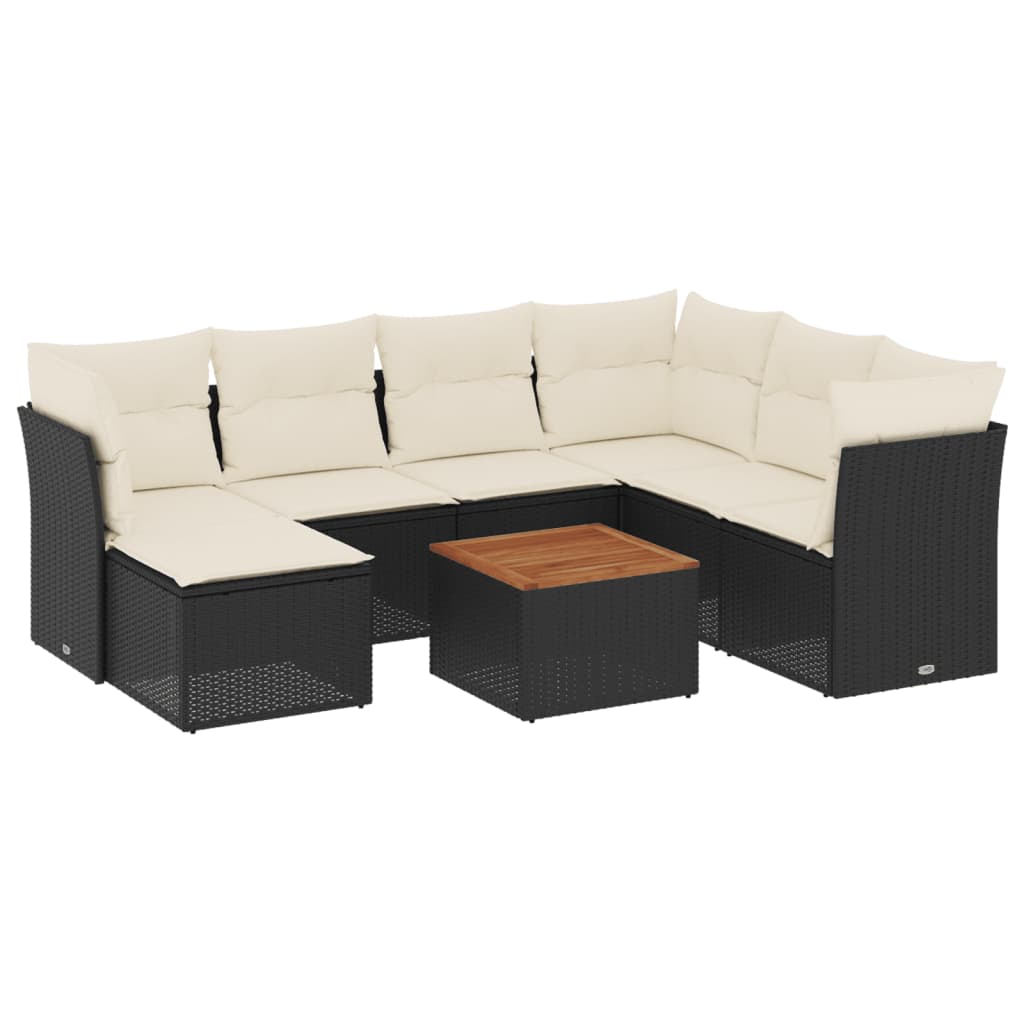 8-delige Loungeset met kussens poly rattan zwart is nu te koop bij PeponiXL, paradijselijk wonen!