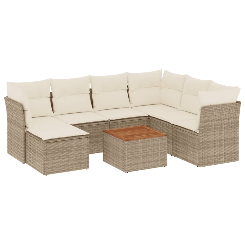 8-delige Loungeset met kussens poly rattan beige is nu te koop bij PeponiXL, paradijselijk wonen!