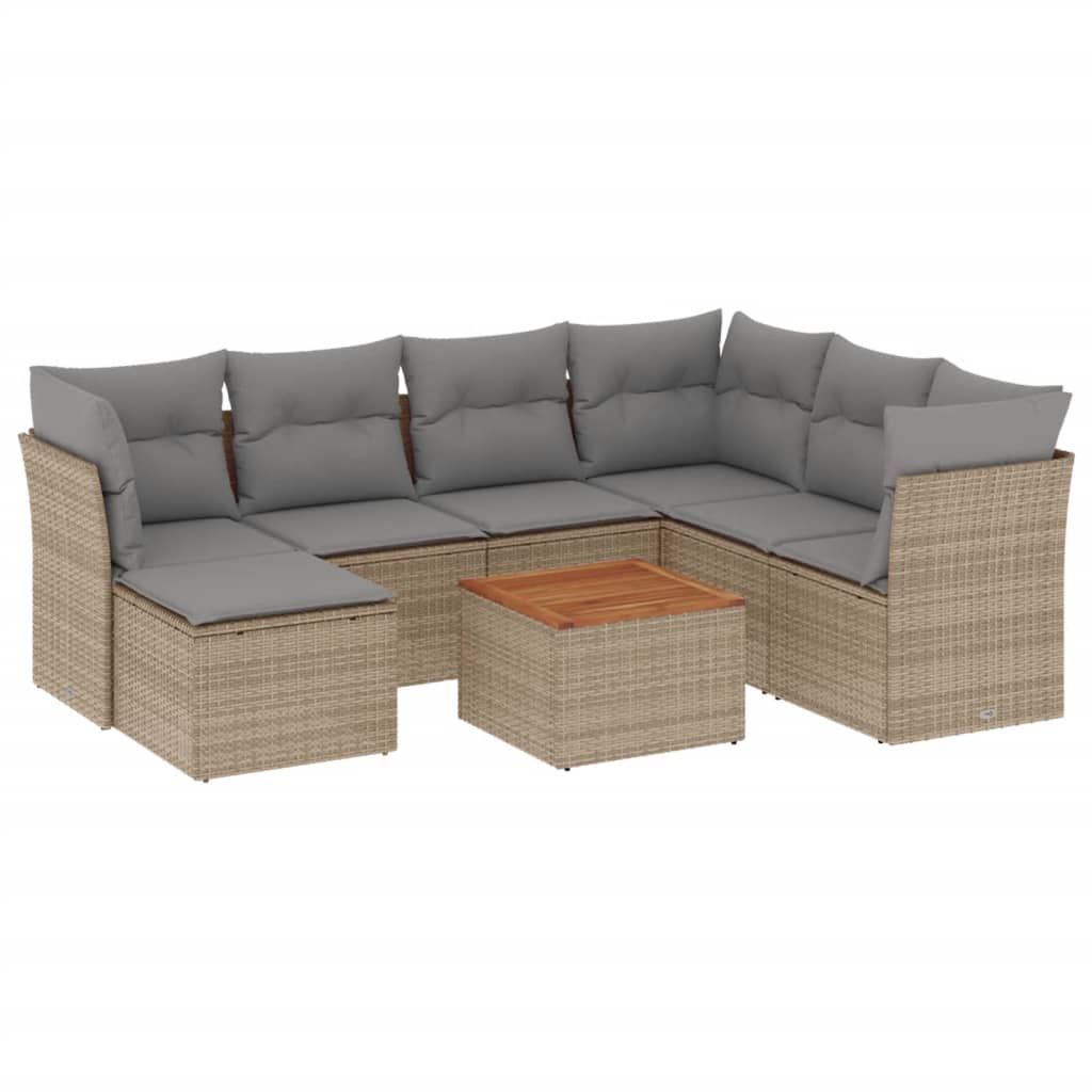 8-delige Loungeset met kussens poly rattan beige is nu te koop bij PeponiXL, paradijselijk wonen!