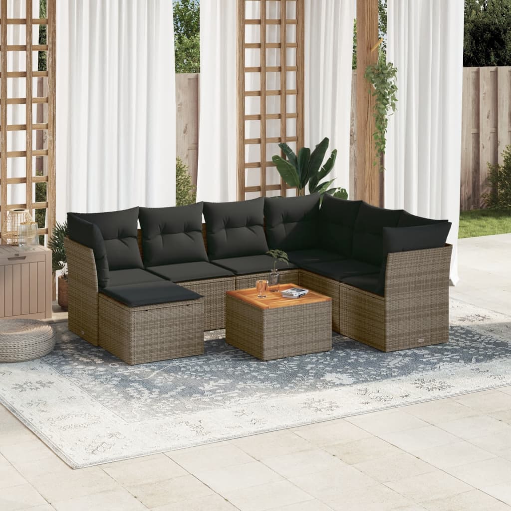 8-delige Loungeset met kussens poly rattan grijs is nu te koop bij PeponiXL, paradijselijk wonen!