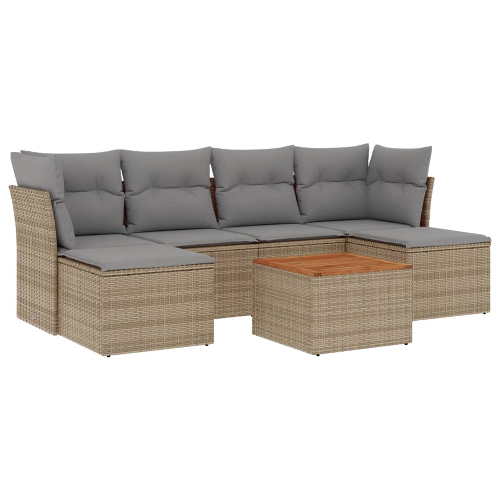 7-delige Loungeset met kussens poly rattan beige is nu te koop bij PeponiXL, paradijselijk wonen!