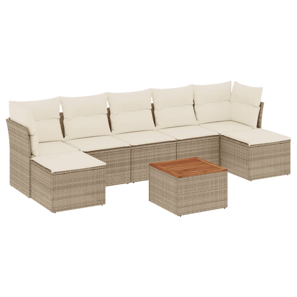 8-delige Loungeset met kussens poly rattan beige is nu te koop bij PeponiXL, paradijselijk wonen!