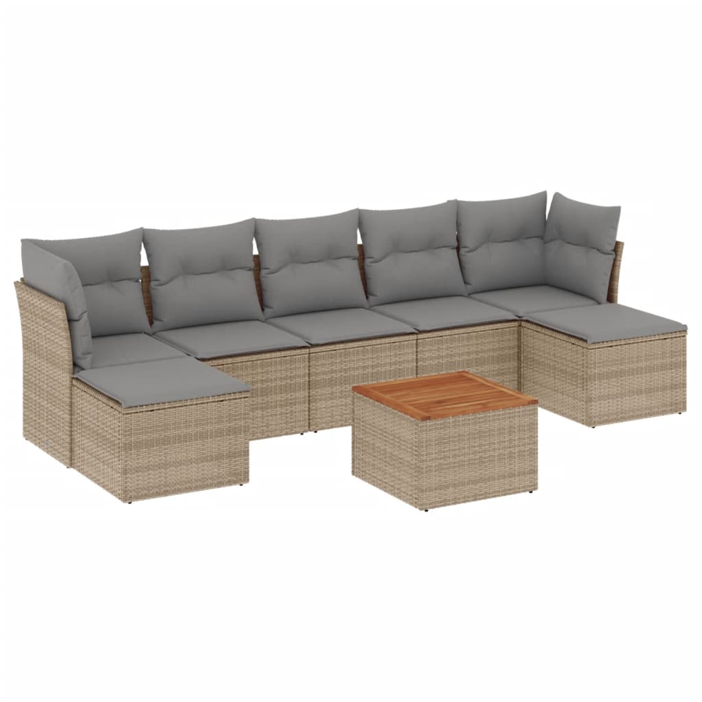 8-delige Loungeset met kussens poly rattan beige is nu te koop bij PeponiXL, paradijselijk wonen!