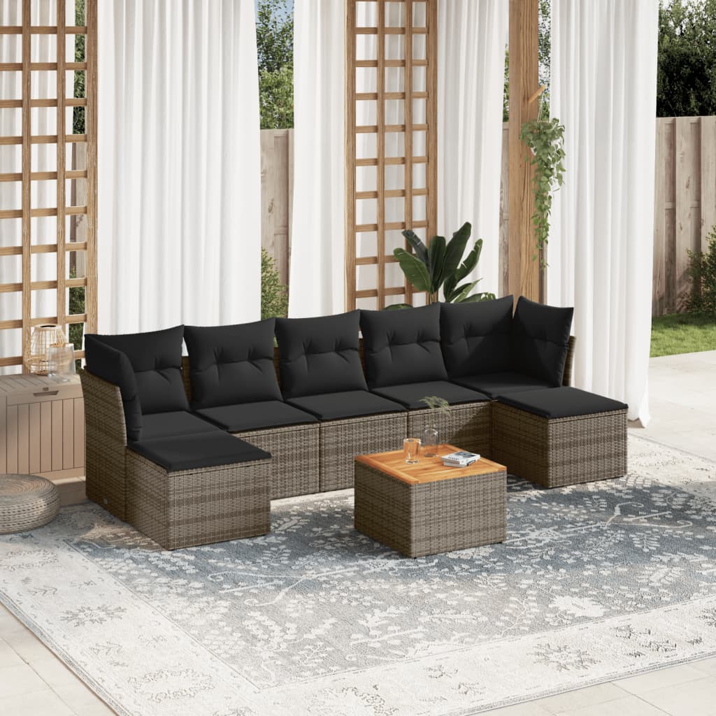 8-delige Loungeset met kussens poly rattan grijs is nu te koop bij PeponiXL, paradijselijk wonen!