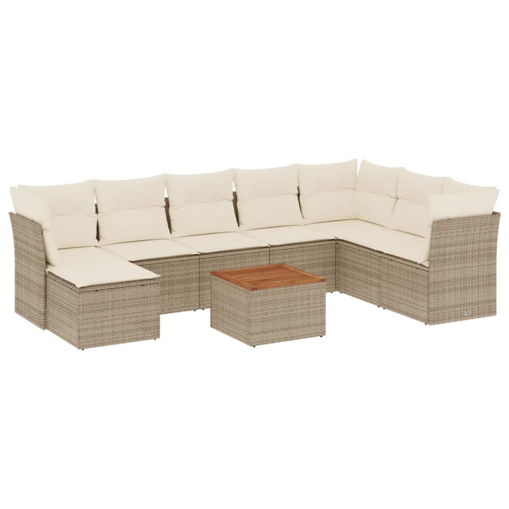 9-delige Loungeset met kussens poly rattan beige is nu te koop bij PeponiXL, paradijselijk wonen!