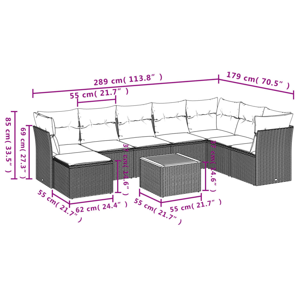 9-delige Loungeset met kussens poly rattan beige is nu te koop bij PeponiXL, paradijselijk wonen!