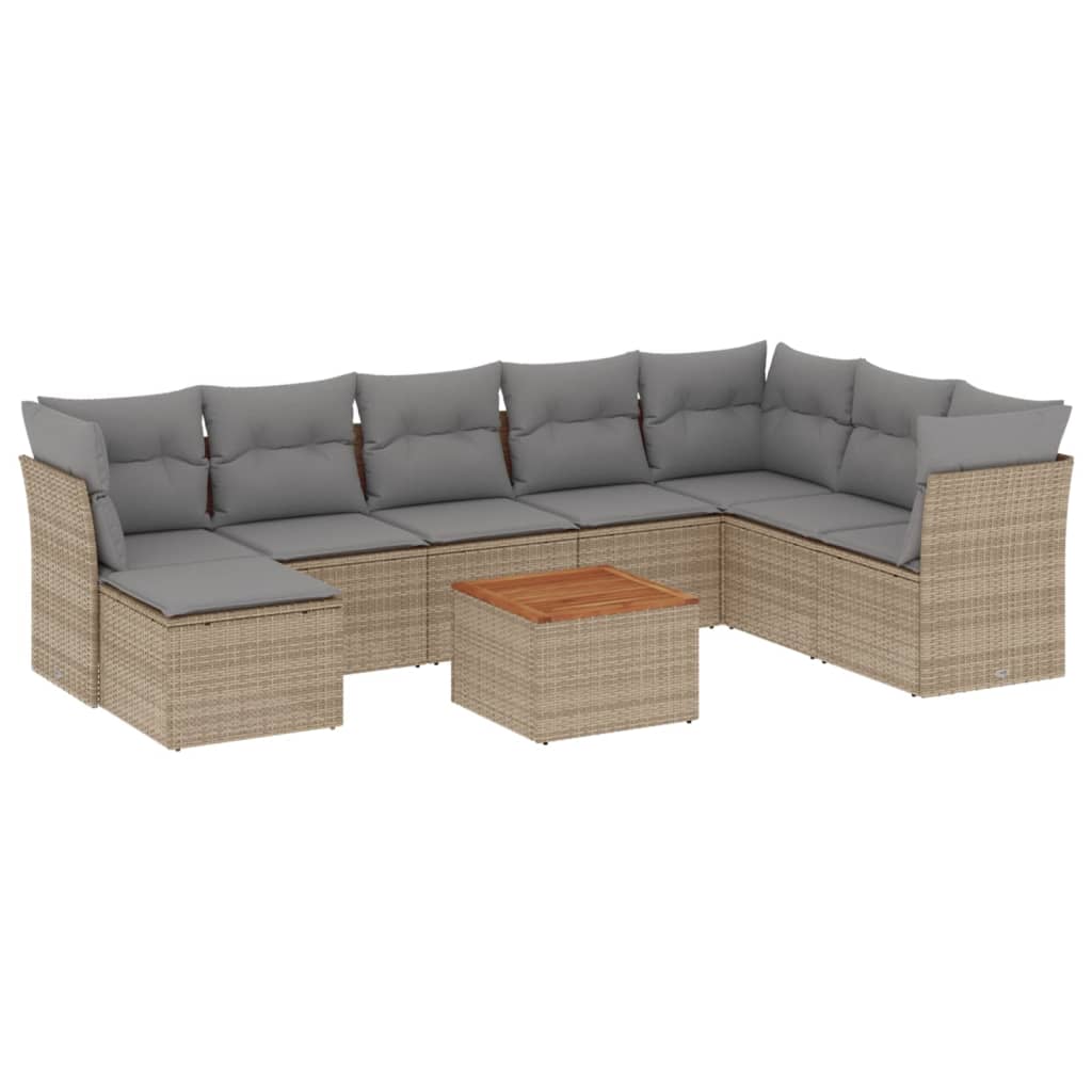 9-delige Loungeset met kussens poly rattan beige is nu te koop bij PeponiXL, paradijselijk wonen!