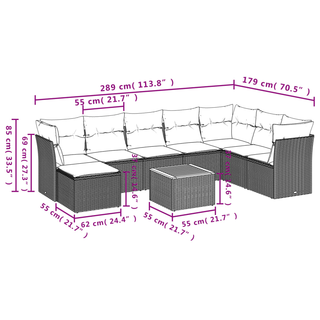 9-delige Loungeset met kussens poly rattan beige is nu te koop bij PeponiXL, paradijselijk wonen!