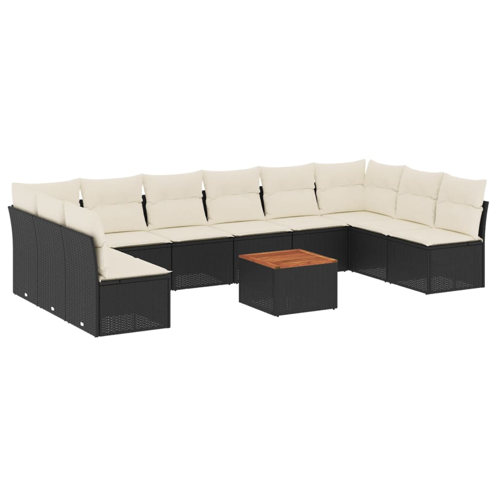 11-delige Loungeset met kussens poly rattan zwart is nu te koop bij PeponiXL, paradijselijk wonen!