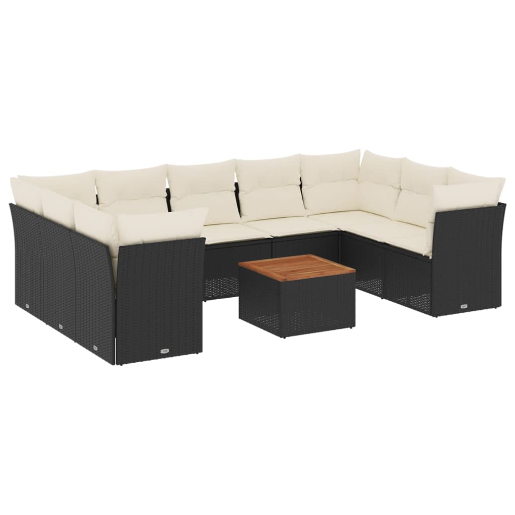 10-delige Loungeset met kussens poly rattan zwart is nu te koop bij PeponiXL, paradijselijk wonen!