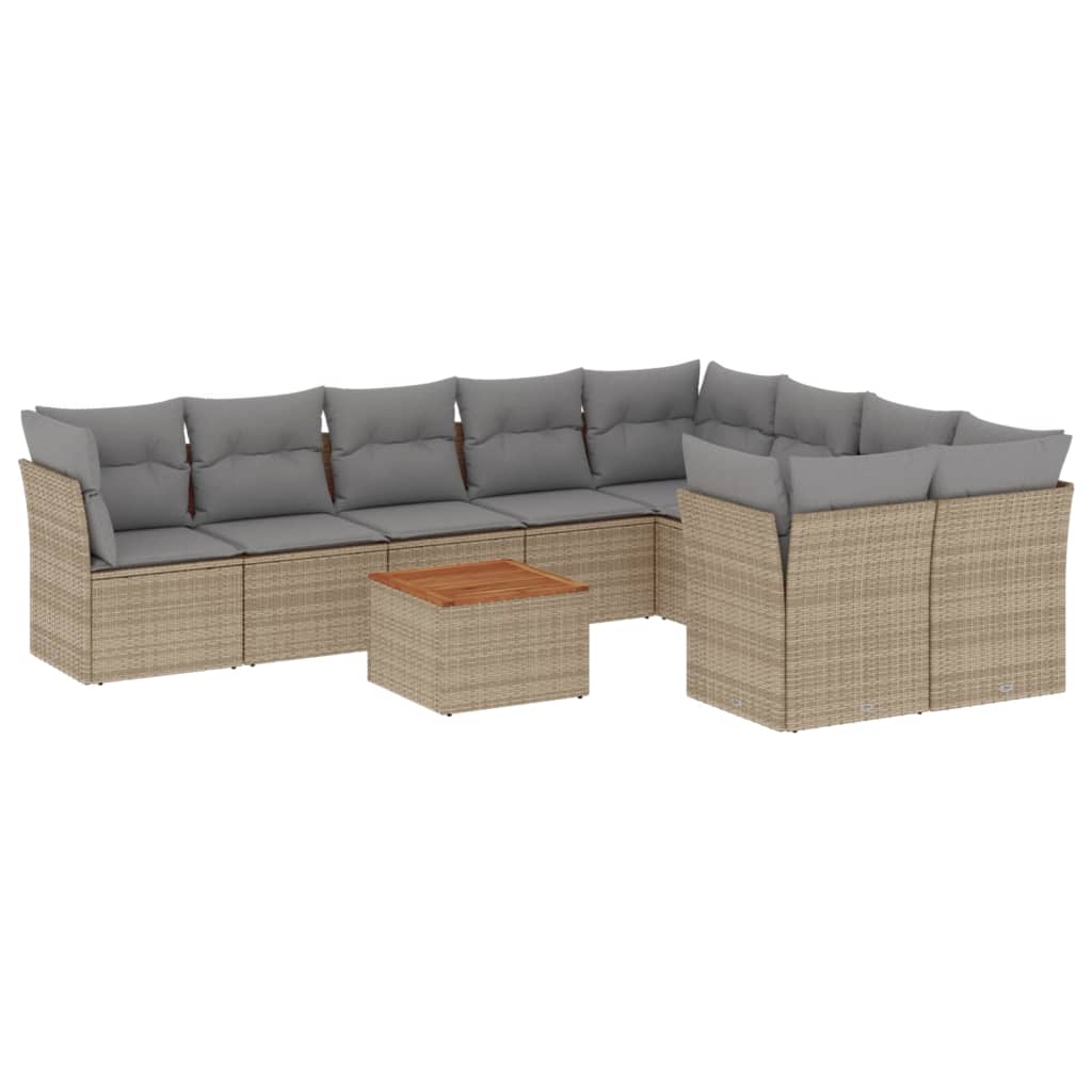 10-delige Loungeset met kussens poly rattan beige is nu te koop bij PeponiXL, paradijselijk wonen!