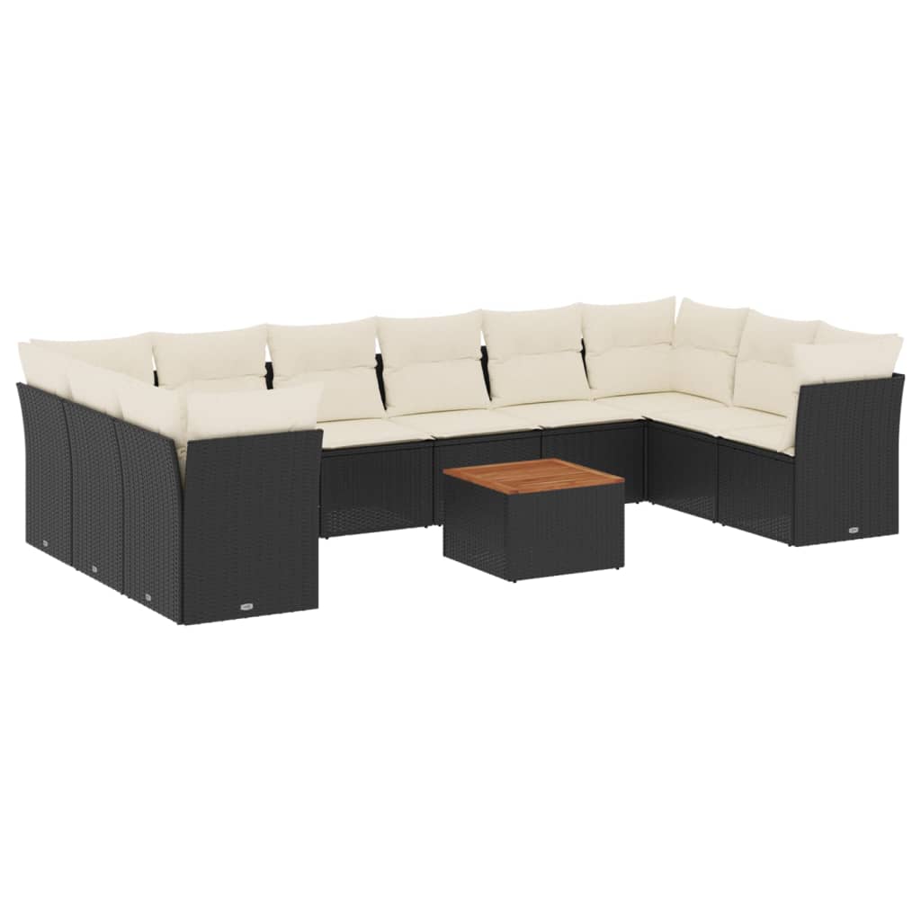 11-delige Loungeset met kussens poly rattan zwart is nu te koop bij PeponiXL, paradijselijk wonen!