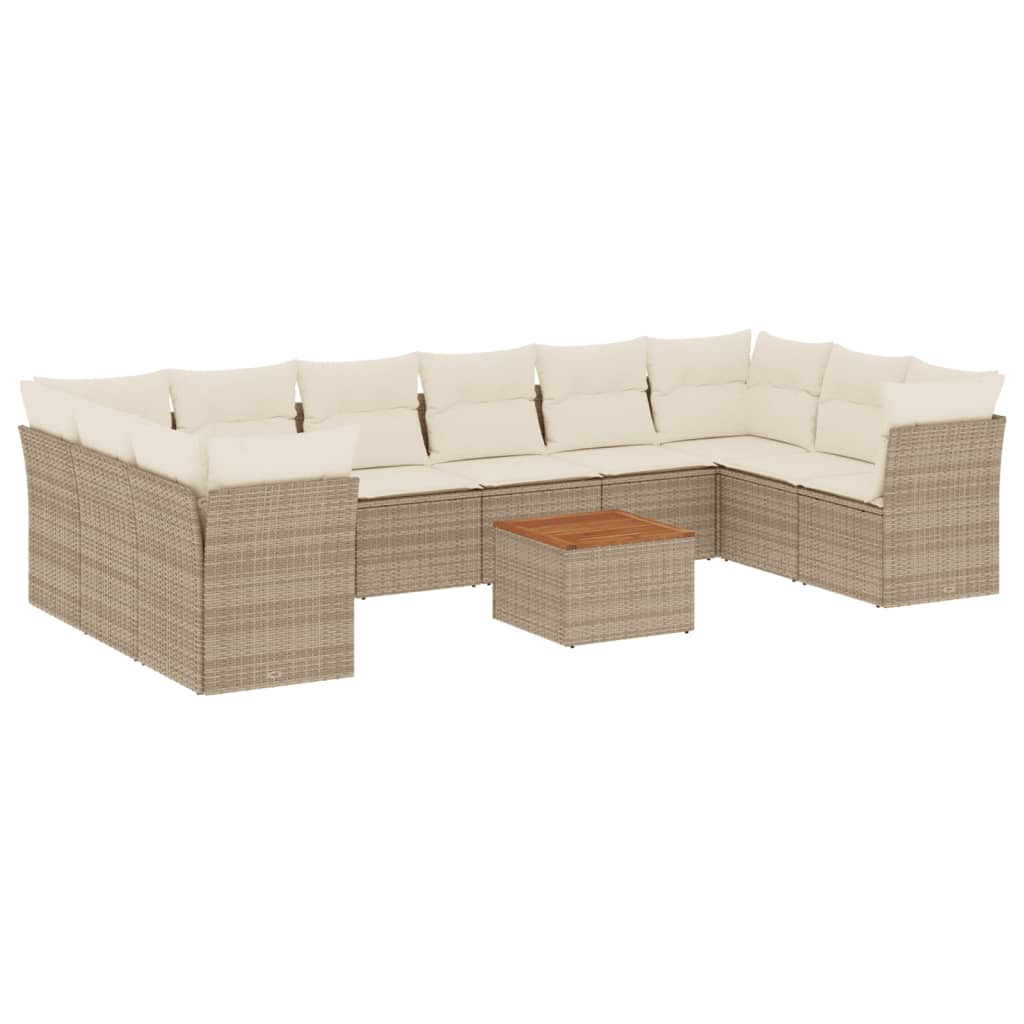 11-delige Tuinset met kussens poly rattan beige is nu te koop bij PeponiXL, paradijselijk wonen!
