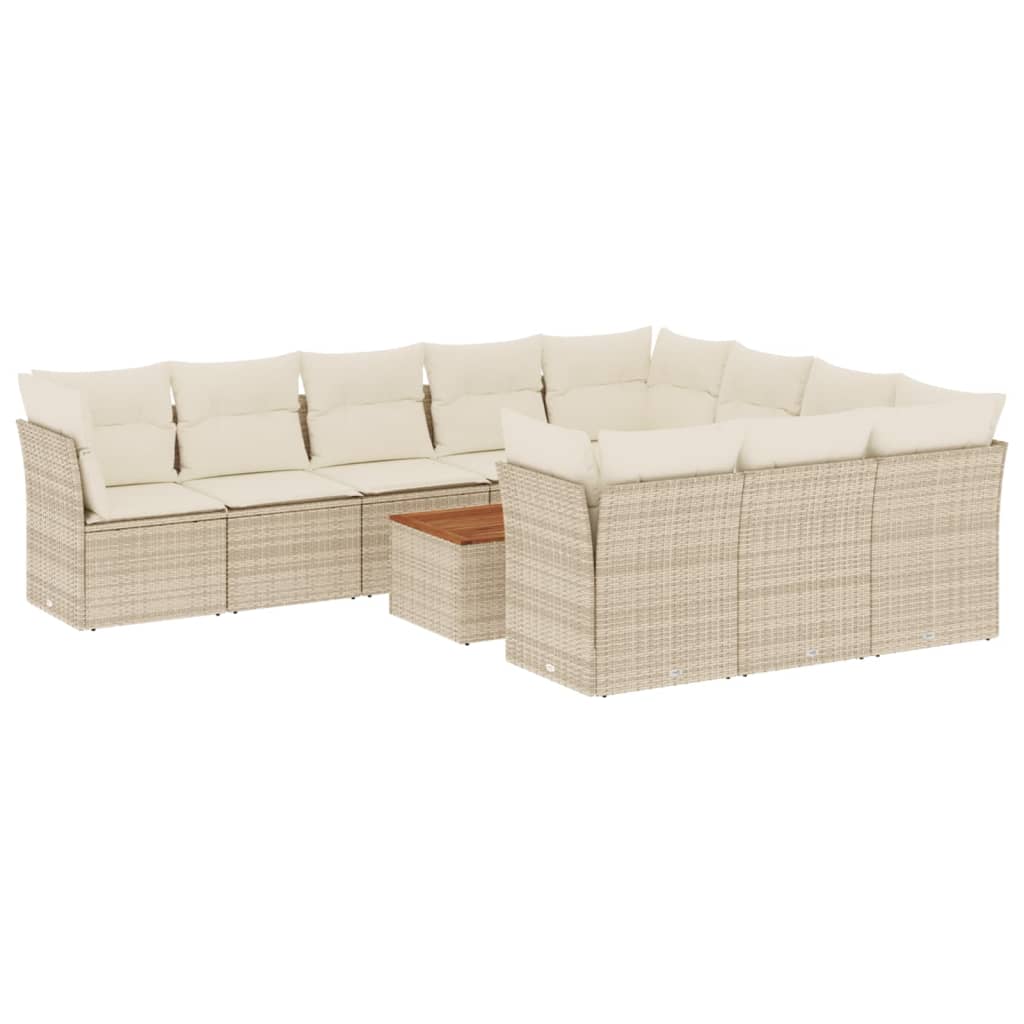 11-delige Tuinset met kussens poly rattan beige is nu te koop bij PeponiXL, paradijselijk wonen!