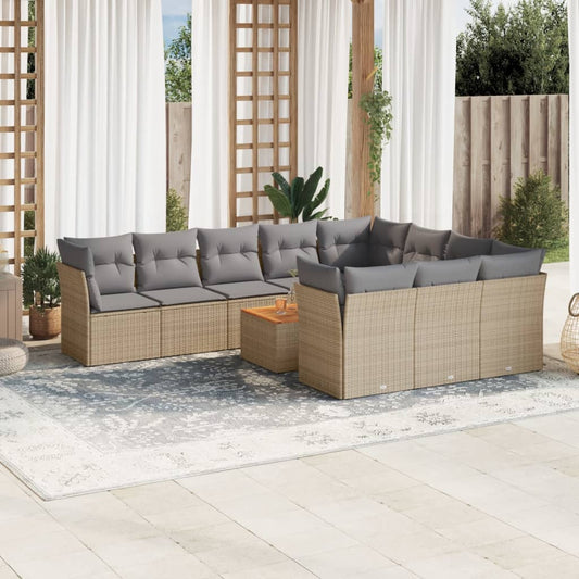 11-delige Tuinset met kussens poly rattan beige is nu te koop bij PeponiXL, paradijselijk wonen!
