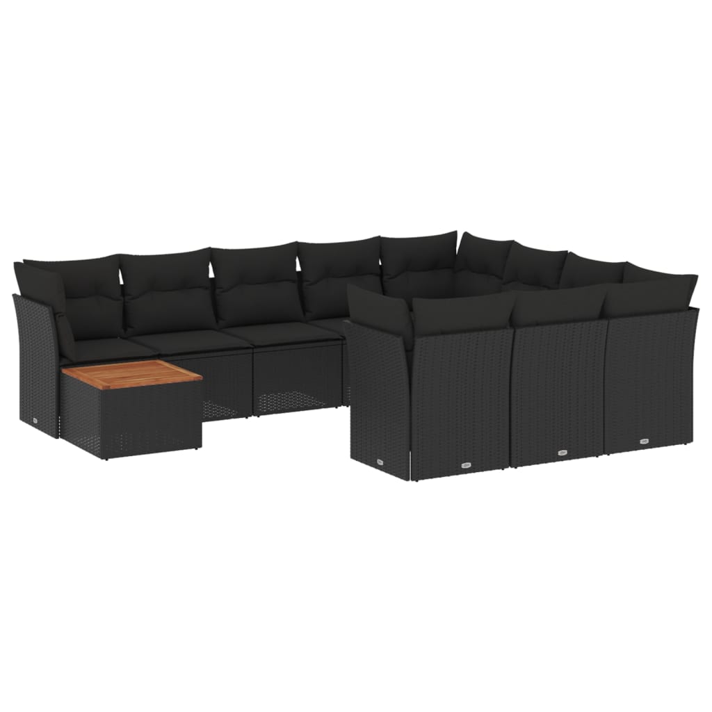 11-delige Loungeset met kussens poly rattan zwart is nu te koop bij PeponiXL, paradijselijk wonen!